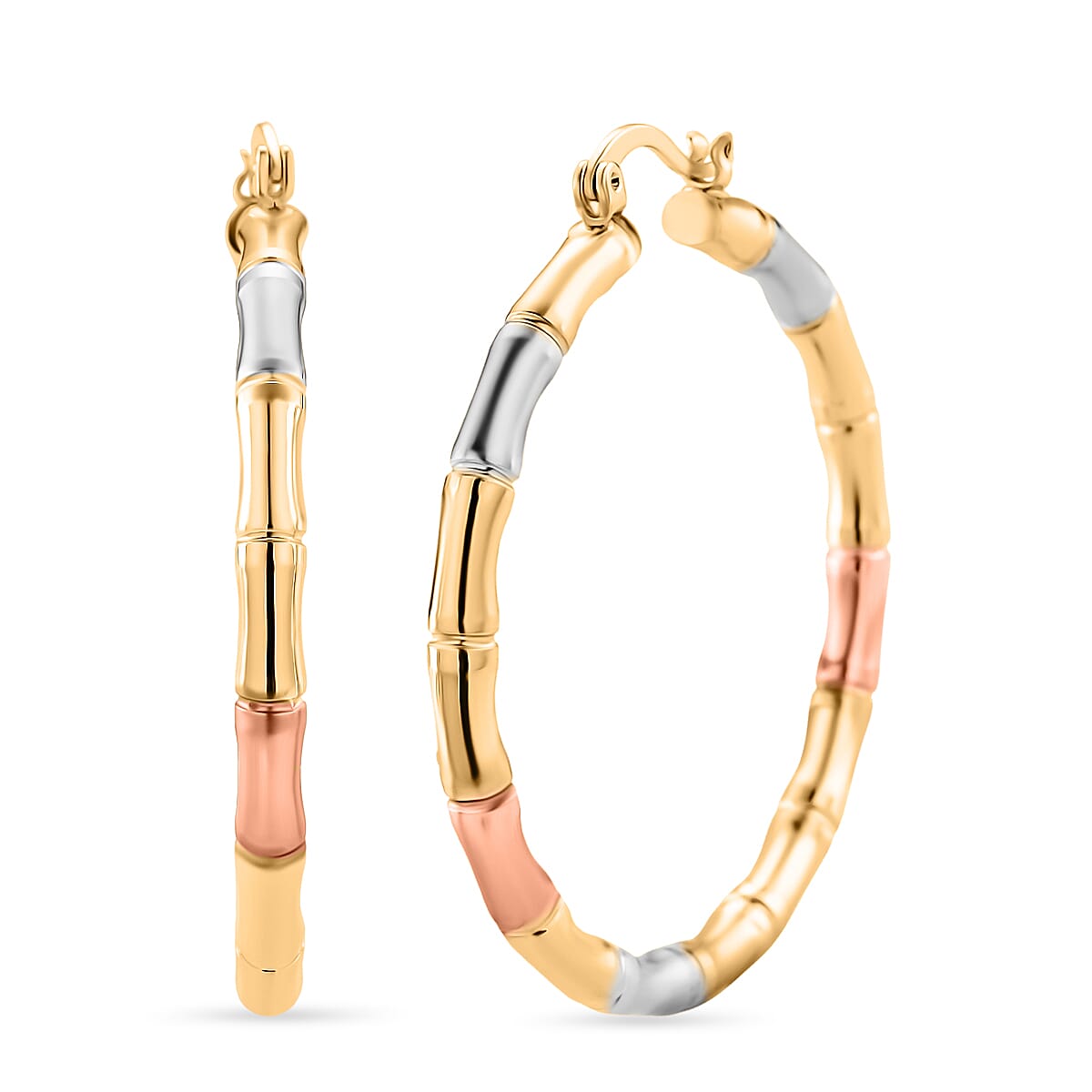 Set of 2 - J Hoop Half Hoop Earring with Clasp in Tri Colour 4423849 7