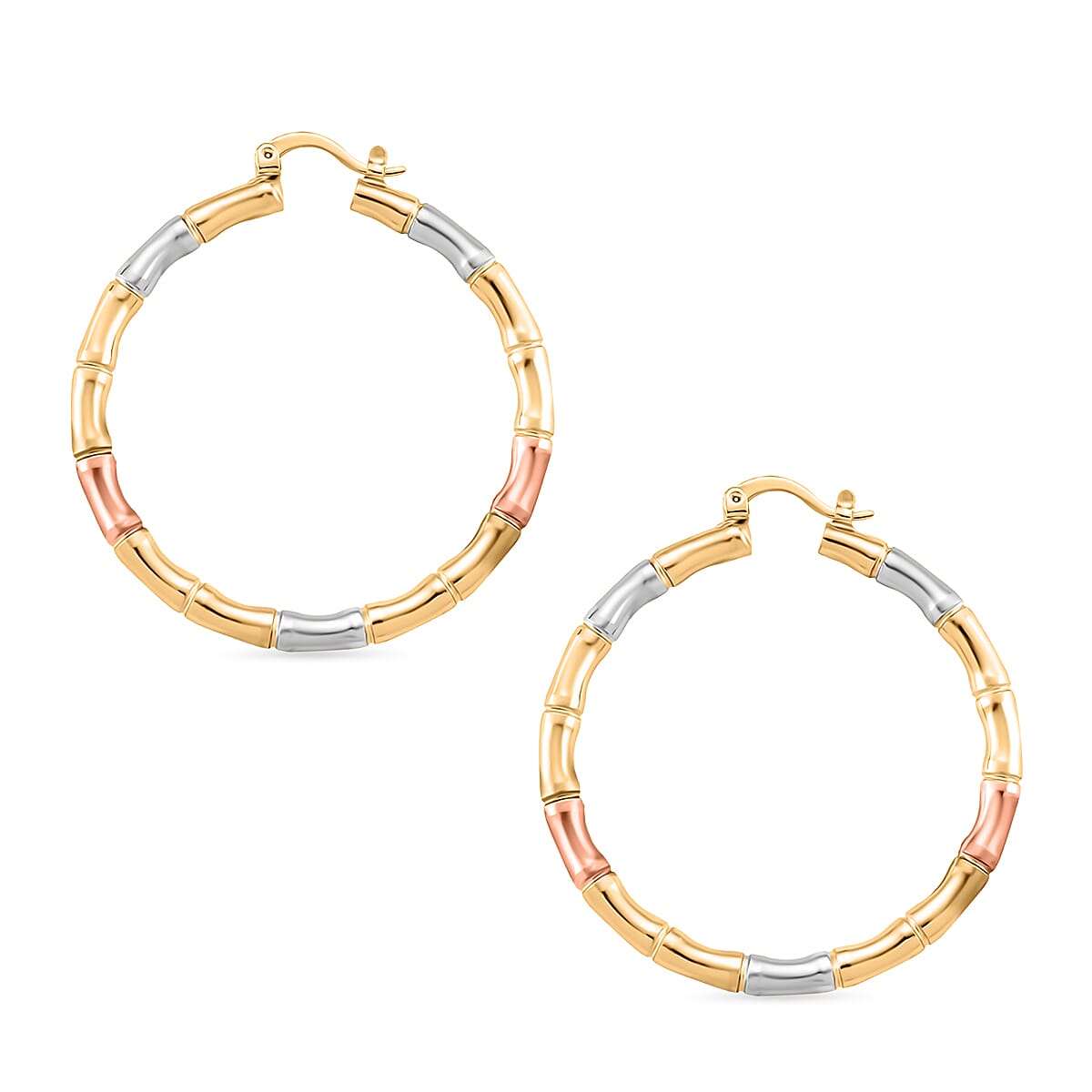 Set of 2 - J Hoop Half Hoop Earring with Clasp in Tri Colour 4423849 8