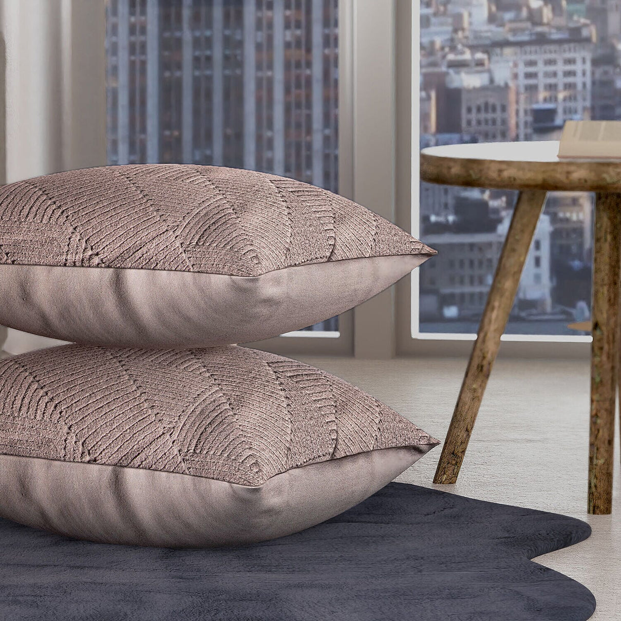 Set of 2 - 100% Cotton Knitted Jacquard Textured Cotton Cushion Cover (Size 45) - Silver 7282986 2