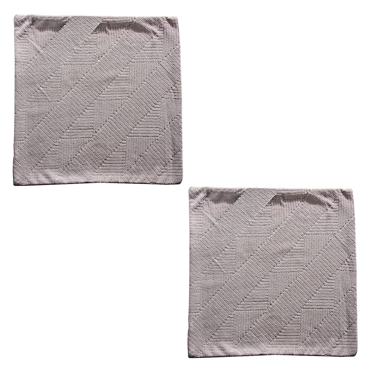 Set of 2 - 100% Cotton Knitted Jacquard Textured Cotton Cushion Cover (Size 45) - Silver 7282986 3