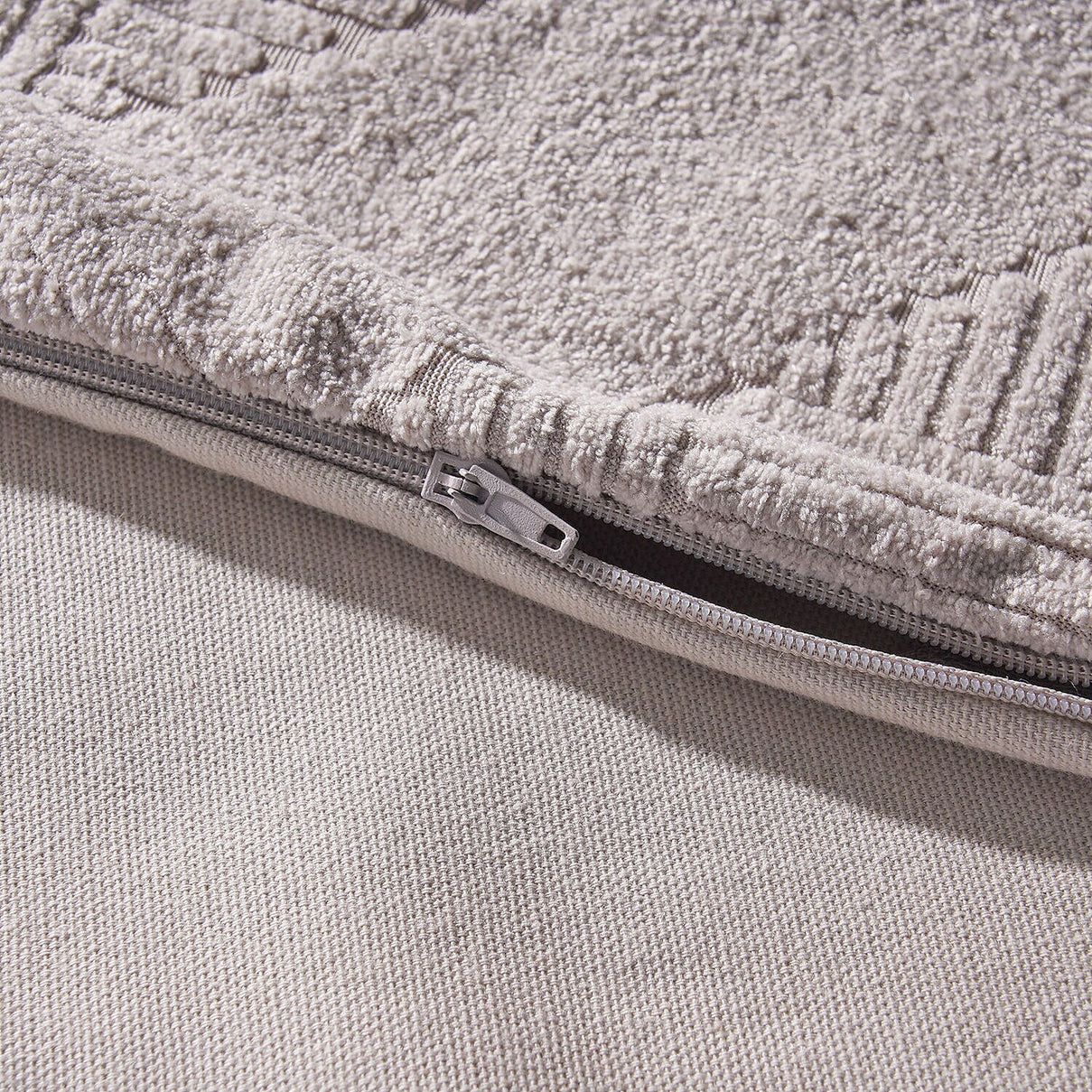 Set of 2 - 100% Cotton Knitted Jacquard Textured Cotton Cushion Cover (Size 45) - Silver 7282986 5