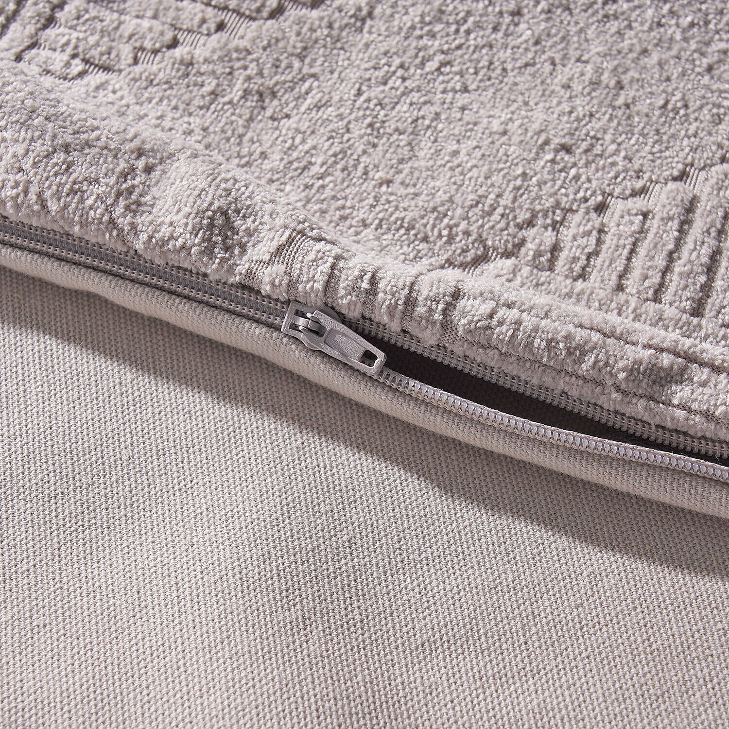 Set of 2 - 100% Cotton Knitted Jacquard Textured Cotton Cushion Cover (Size 45) - Silver 7282986 5