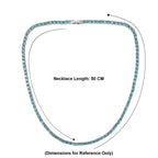 Set of 2 - Light Blue Crystal Necklace (Size - 20) & Tennis Bracelet (Size - 7.5) in Silver Tone