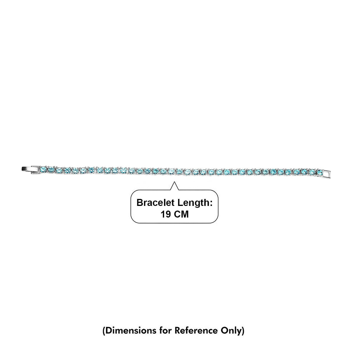 Set of 2 - Light Blue Crystal Tennis Necklace (Size - 20) &amp; Bracelet (Size - 7.5) in Silver Tone V32516264 8