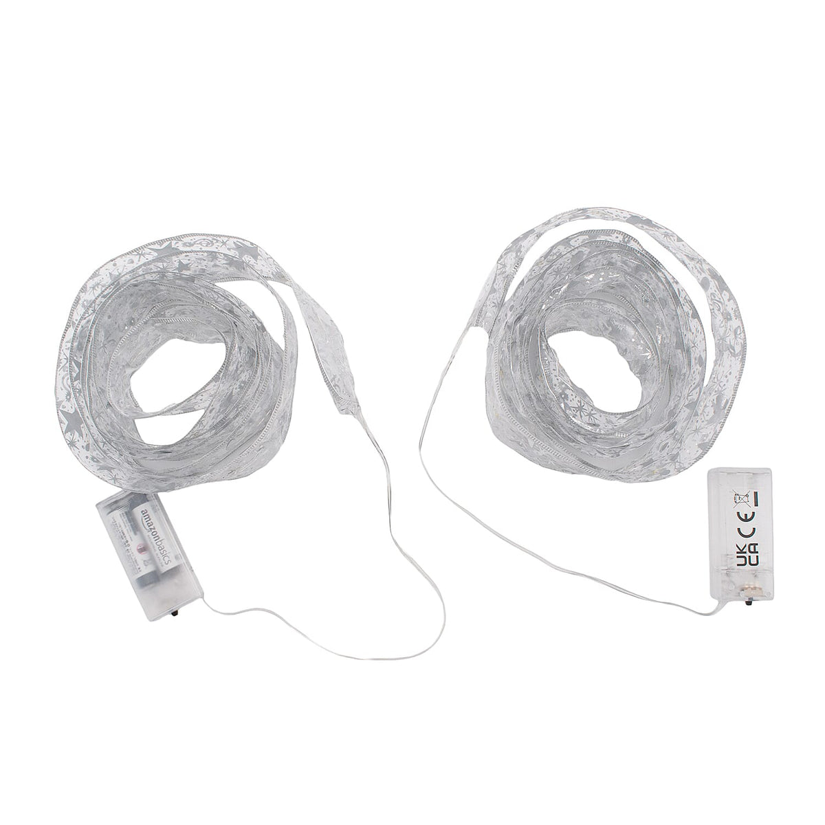 Set of 2 Light Up Ribbon Bows (Length 2m) - Silver 7551554 0