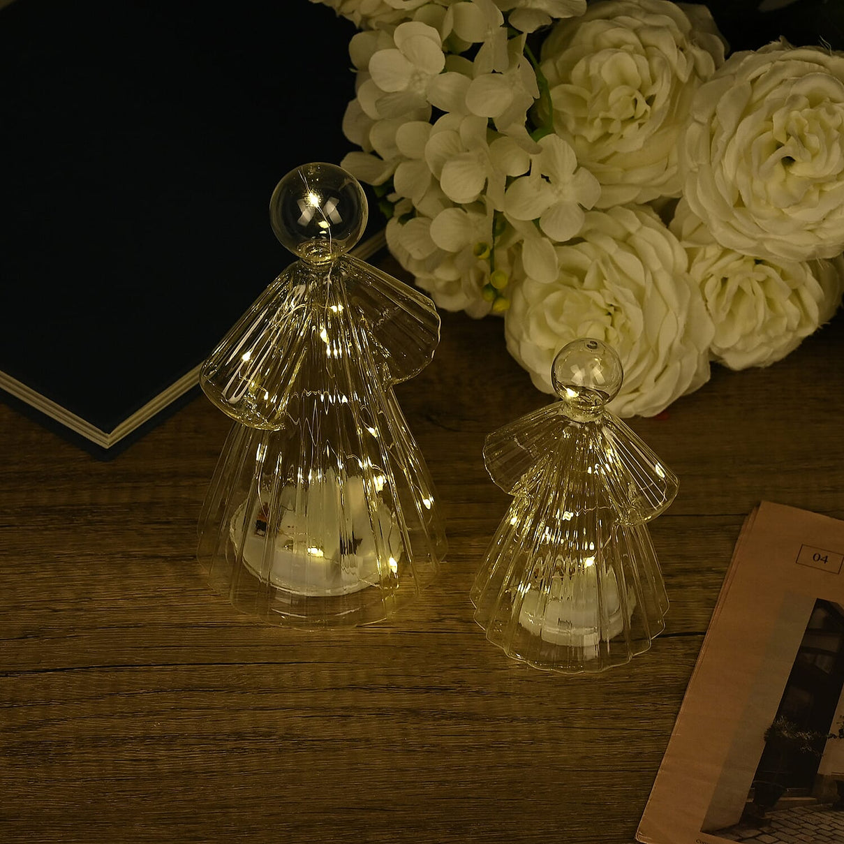 Set of 2 Lighted Glass Angels with LED Lights 7796737 8