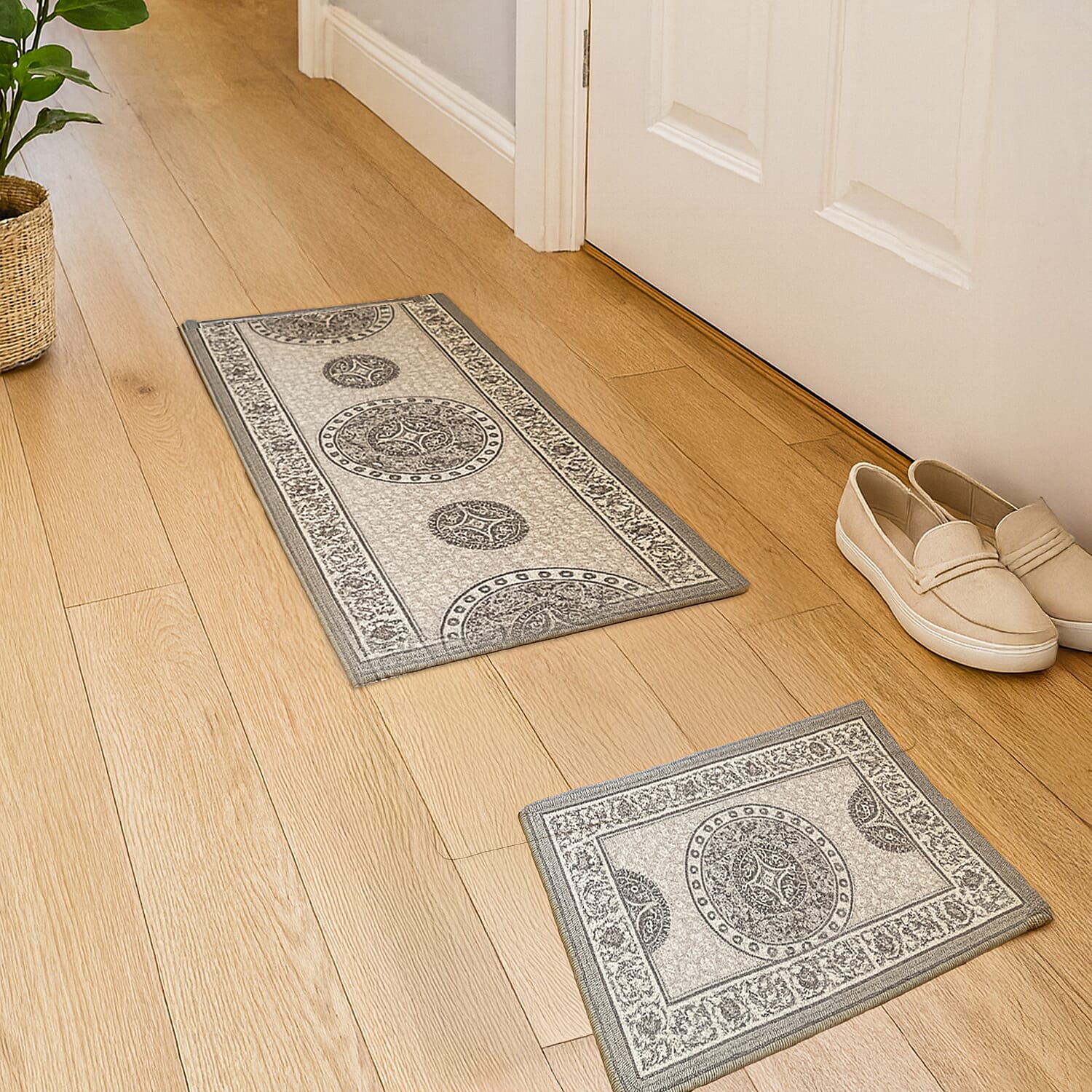 Set of 2 Machine Washable Door Mat and Runner With Anti Slip Base 8046915 0