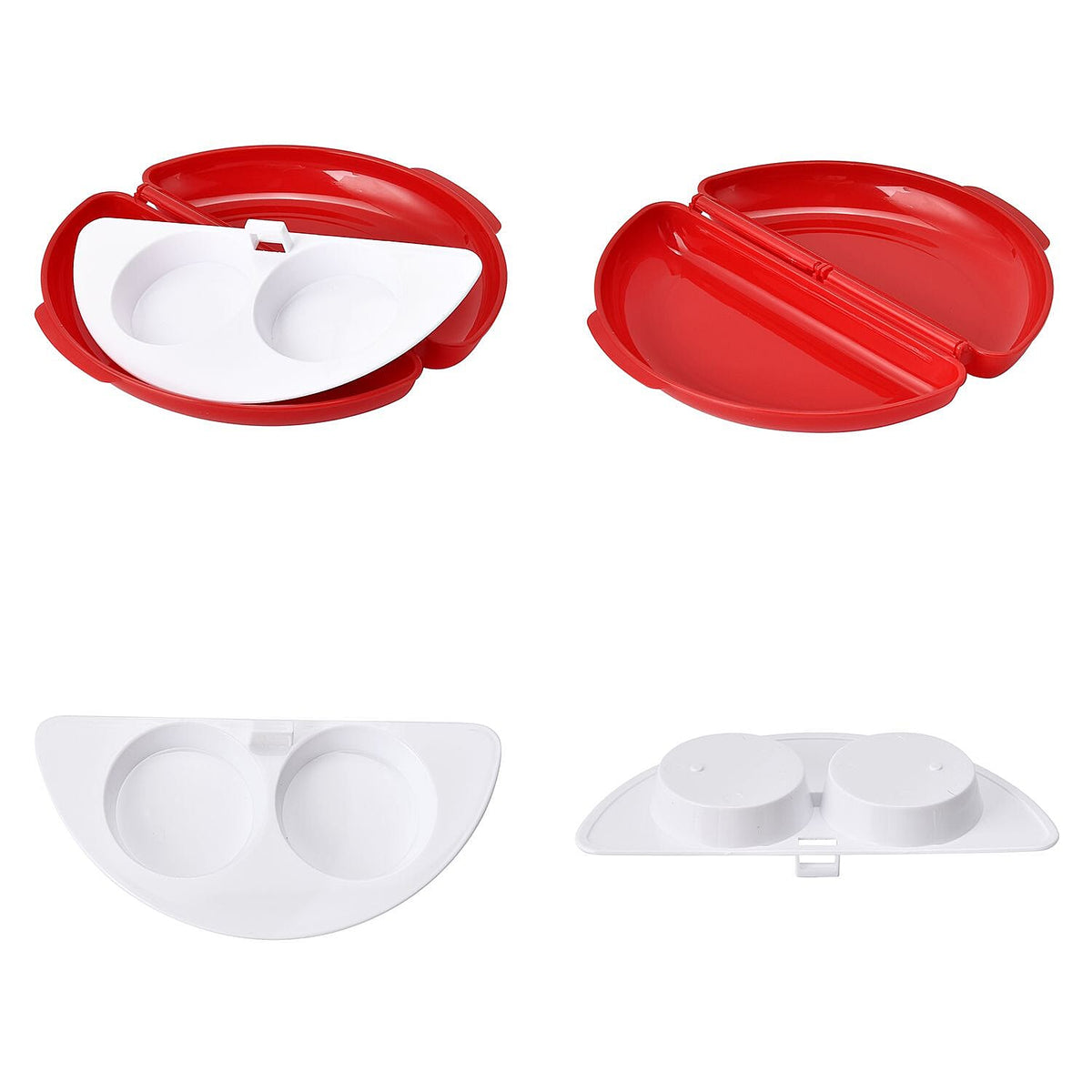 2x Microwave Omelette Maker or Poached Eggs Pan (Size 21x23x2 cm) - Red - White 7283716 6