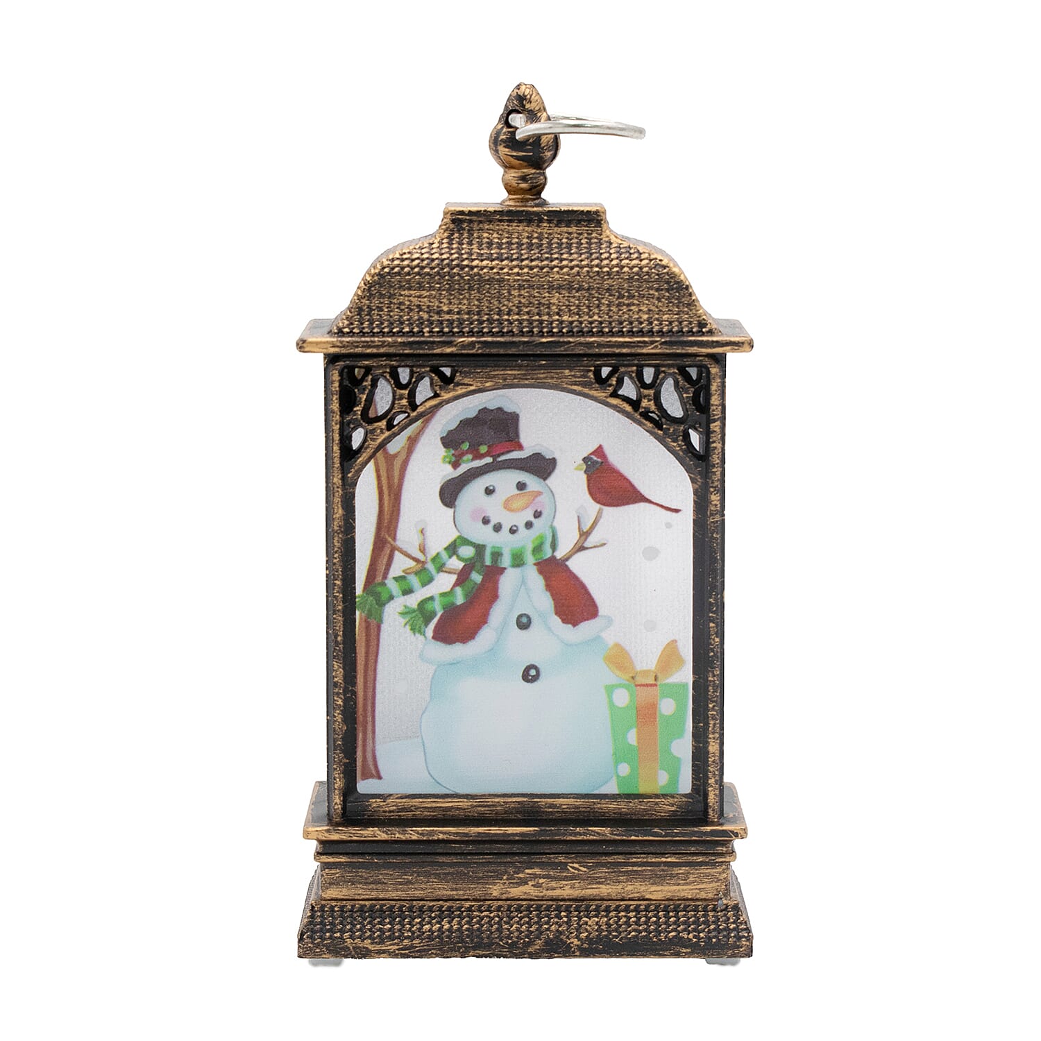 Set of 2 Mini Lantern Decoration with Christmas Designs (Home &amp; Snowman) - Multi 7553271 3