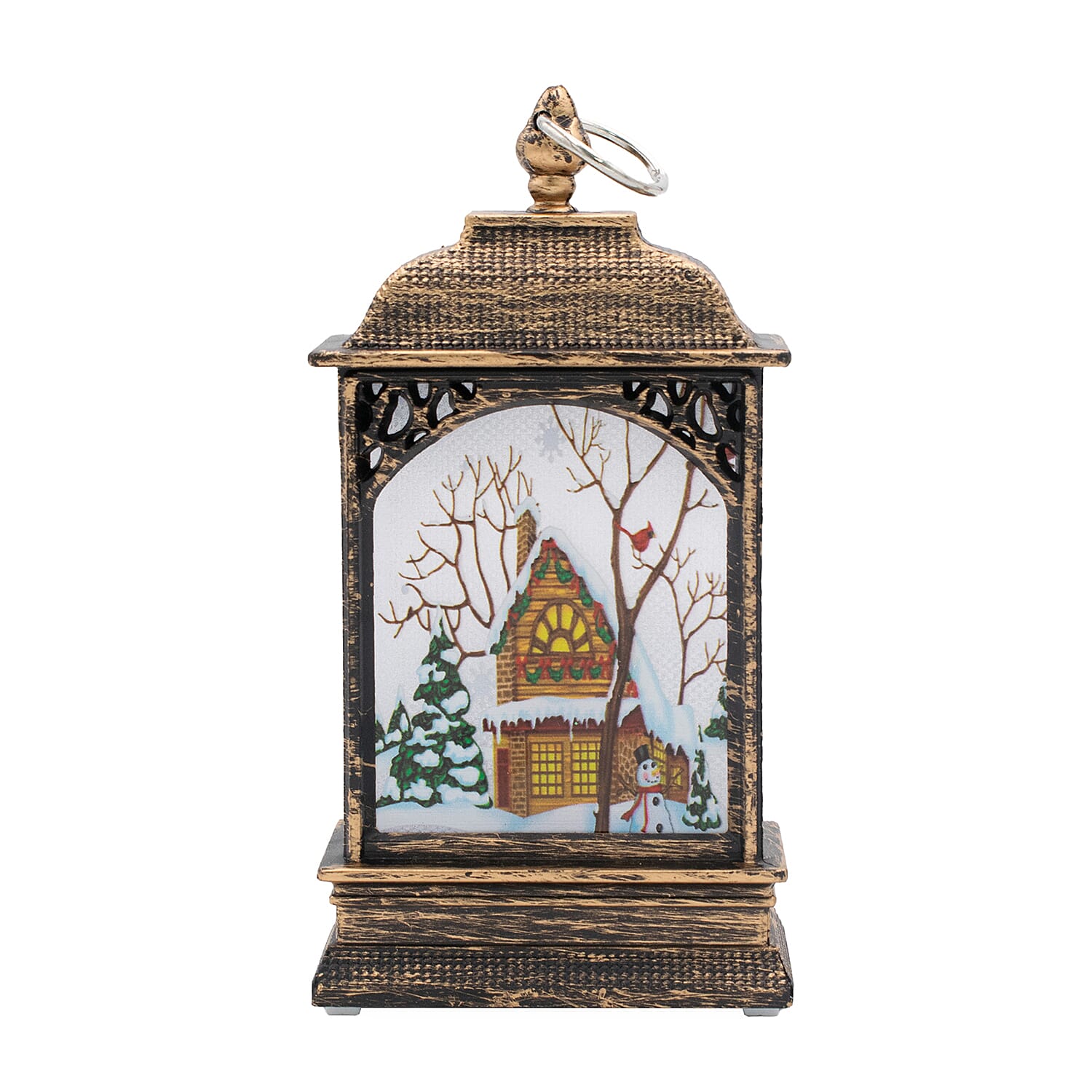 Set of 2 Mini Lantern Decoration with Christmas Designs (Home &amp; Snowman) - Multi 7553271 4