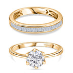Set of 2 -  Moissanite Band Ring in 18K YG Plating Sterling Silver  Wt. 6 Gms  1.500  Ct.