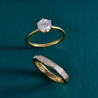Set of 2 -  Moissanite Band Ring in 18K YG Plating Sterling Silver  Wt. 6 Gms  1.500  Ct.