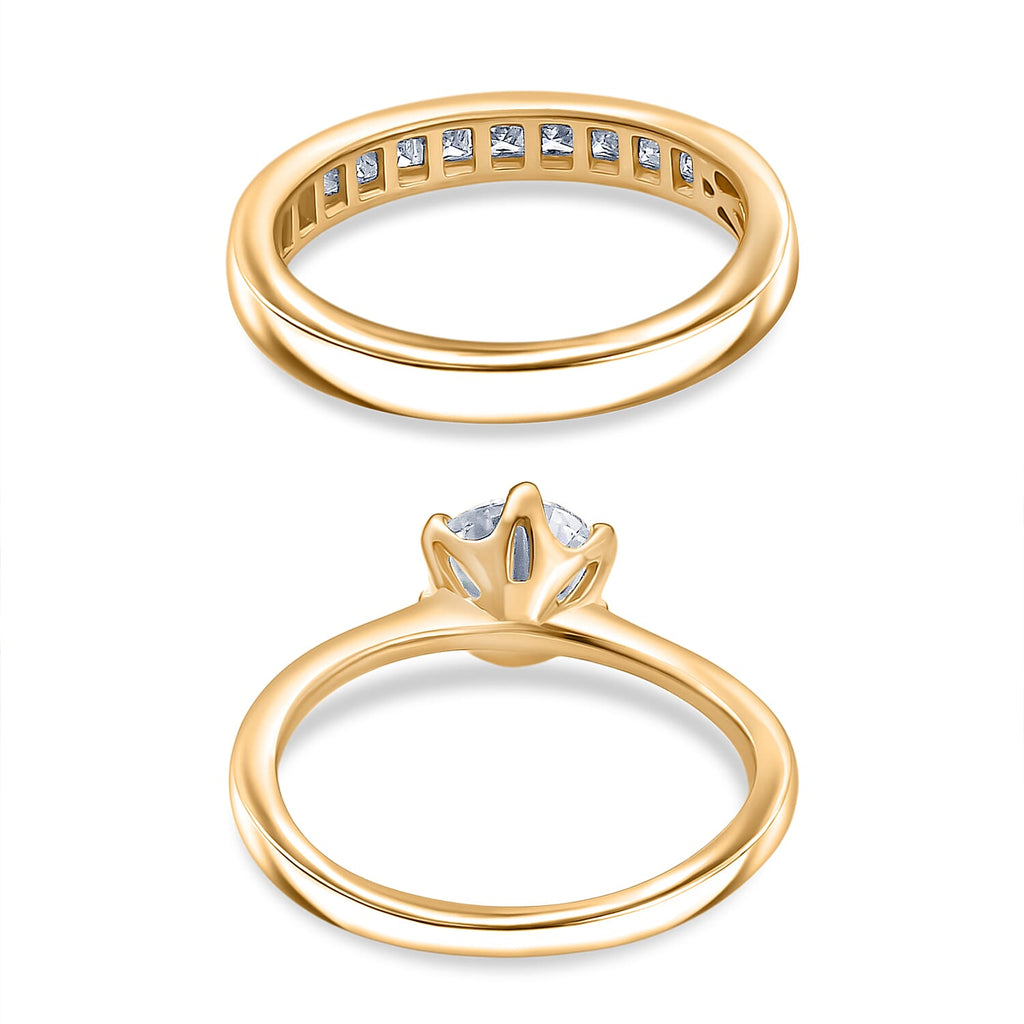 Set of 2 -  Moissanite Band Ring in 18K YG Plating Sterling Silver  Wt. 6 Gms  1.500  Ct.