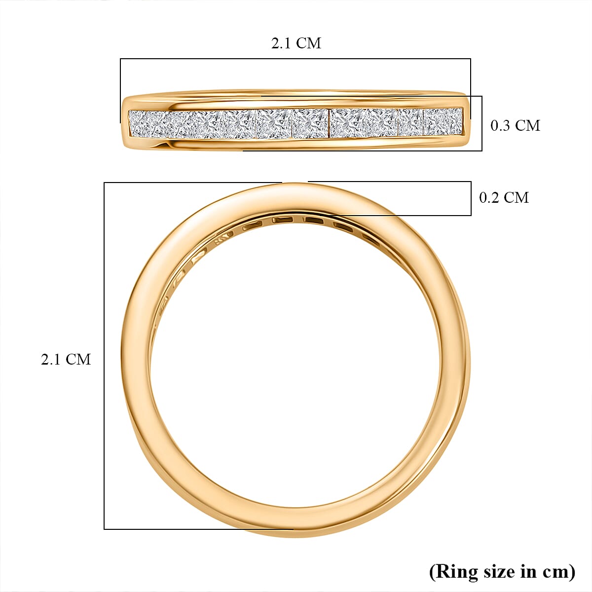 D'Joy Set of 2 -  Moissanite Band Ring in 18K Yellow Gold Plated Sterling Silver 1.50 Ct, Silver Wt. 6.00 Gms. 4417480 5