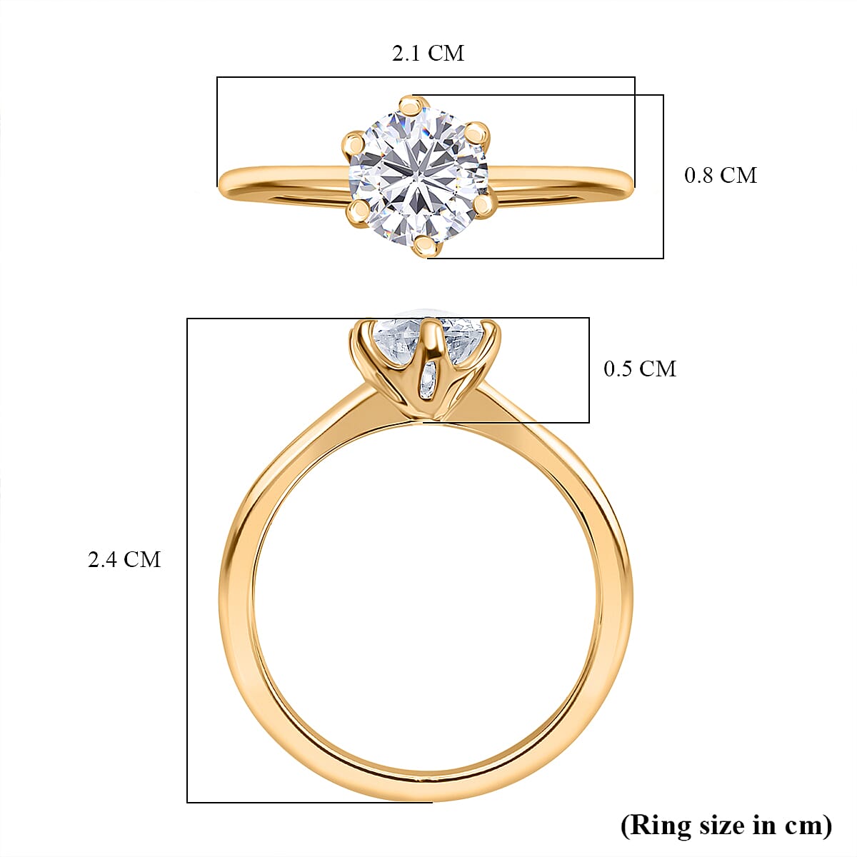D'Joy Set of 2 -  Moissanite Band Ring in 18K Yellow Gold Plated Sterling Silver 1.50 Ct, Silver Wt. 6.00 Gms. 4417480 6