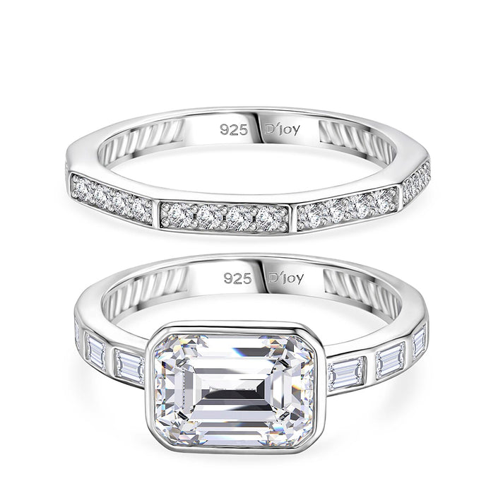 Set of 2 -  D'Joy GRA Certified Moissanite D-VVS1 Ring in Rhodium Overlay Sterling Silver 3.20 Ct. 4459271 1
