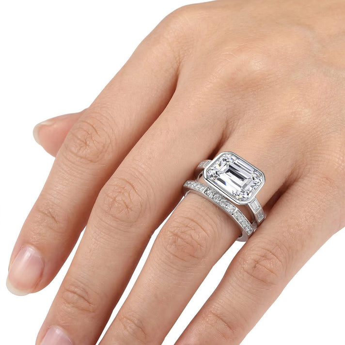 Set of 2 -  D'Joy GRA Certified Moissanite D-VVS1 Ring in Rhodium Overlay Sterling Silver 3.20 Ct. 4459271 2