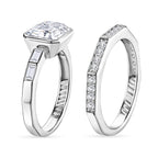 Set of 2 - D'Joy GRA Certified Moissanite D-VVS1 Ring in Rhodium Overlay Sterling Silver 3.20 Ct.