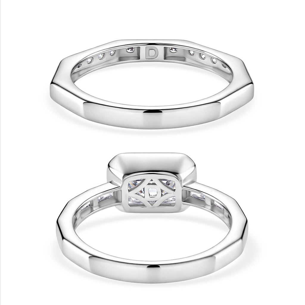 Set of 2 - D'Joy GRA Certified Moissanite D-VVS1 Ring in Rhodium Overlay Sterling Silver 3.20 Ct.