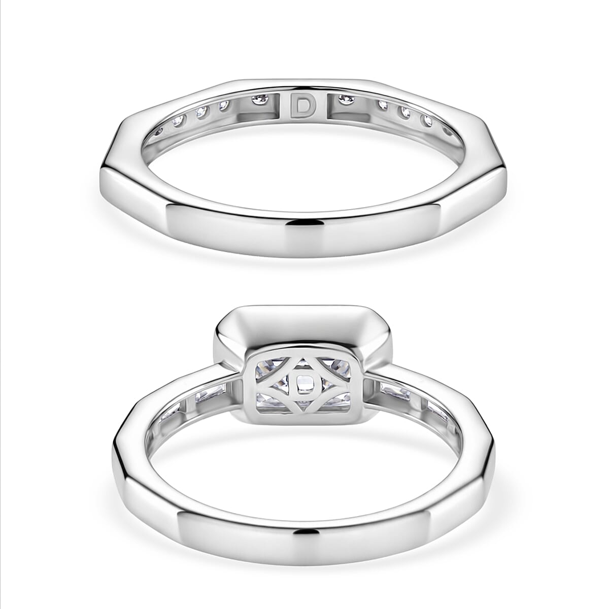 Set of 2 -  D'Joy GRA Certified Moissanite D-VVS1 Ring in Rhodium Overlay Sterling Silver 3.20 Ct. V32614761 5