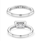 Set of 2 - D'Joy GRA Certified Moissanite D-VVS1 Ring in Rhodium Overlay Sterling Silver 3.20 Ct.