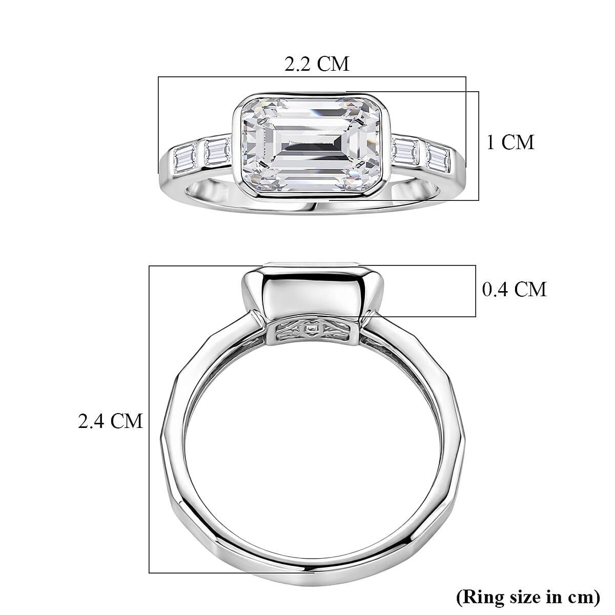 Set of 2 -  D'Joy GRA Certified Moissanite D-VVS1 Ring in Rhodium Overlay Sterling Silver 3.20 Ct. V32614761 6