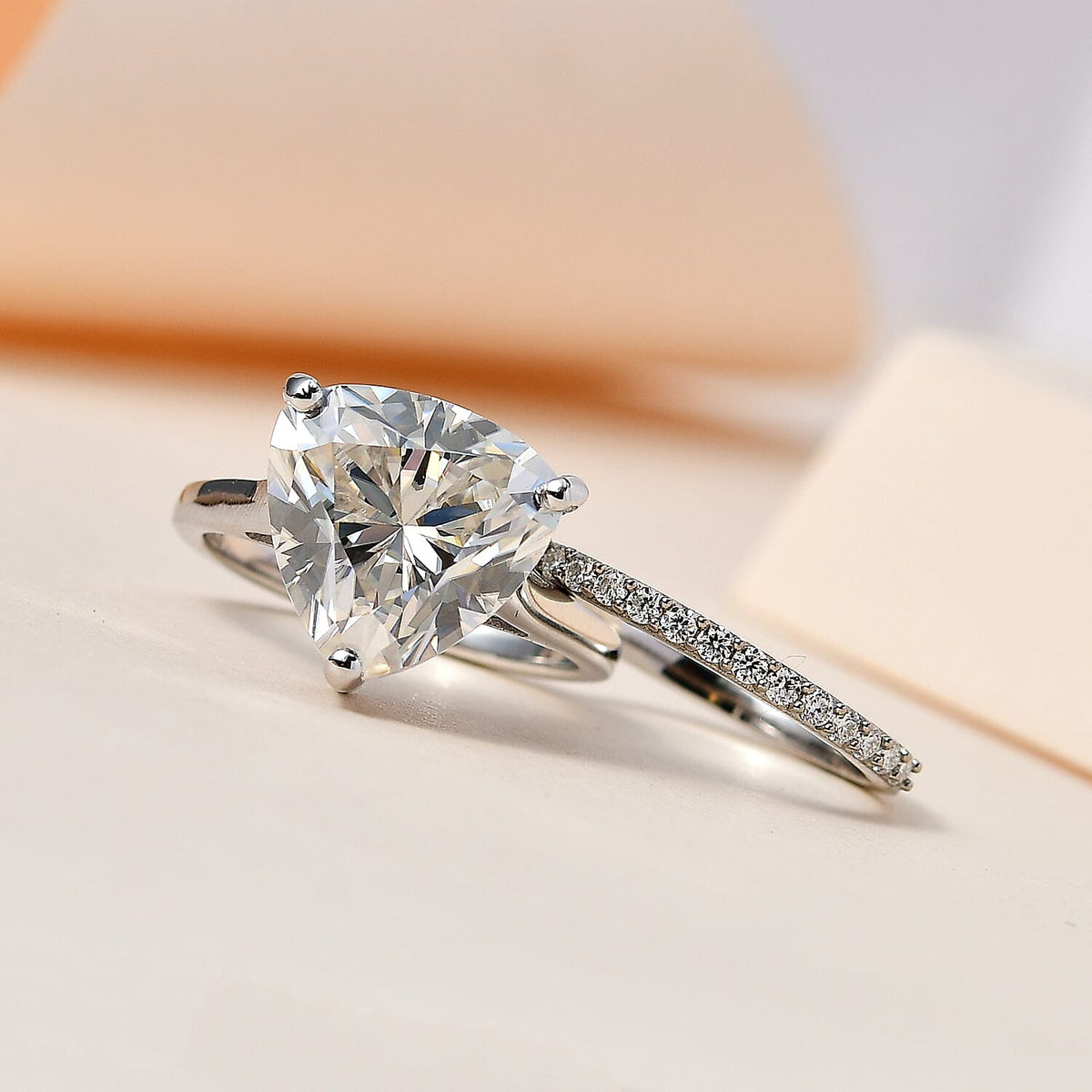 Set of 2 - Moissanite Ring in Platinum Overlay Sterling Silver 5.24 Ct. 4173251 1