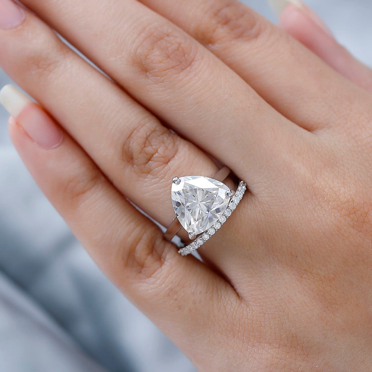Set of 2 - Moissanite Ring in Platinum Overlay Sterling Silver 5.24 Ct. 4173251 2