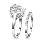 Set of 2 - Moissanite Ring in Platinum Overlay Sterling Silver 5.24 Ct.