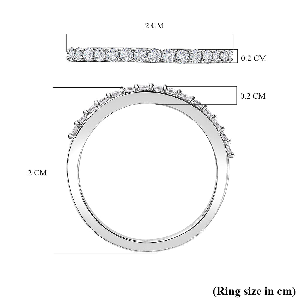 Set of 2 - Moissanite Ring in Platinum Overlay Sterling Silver 5.24 Ct.