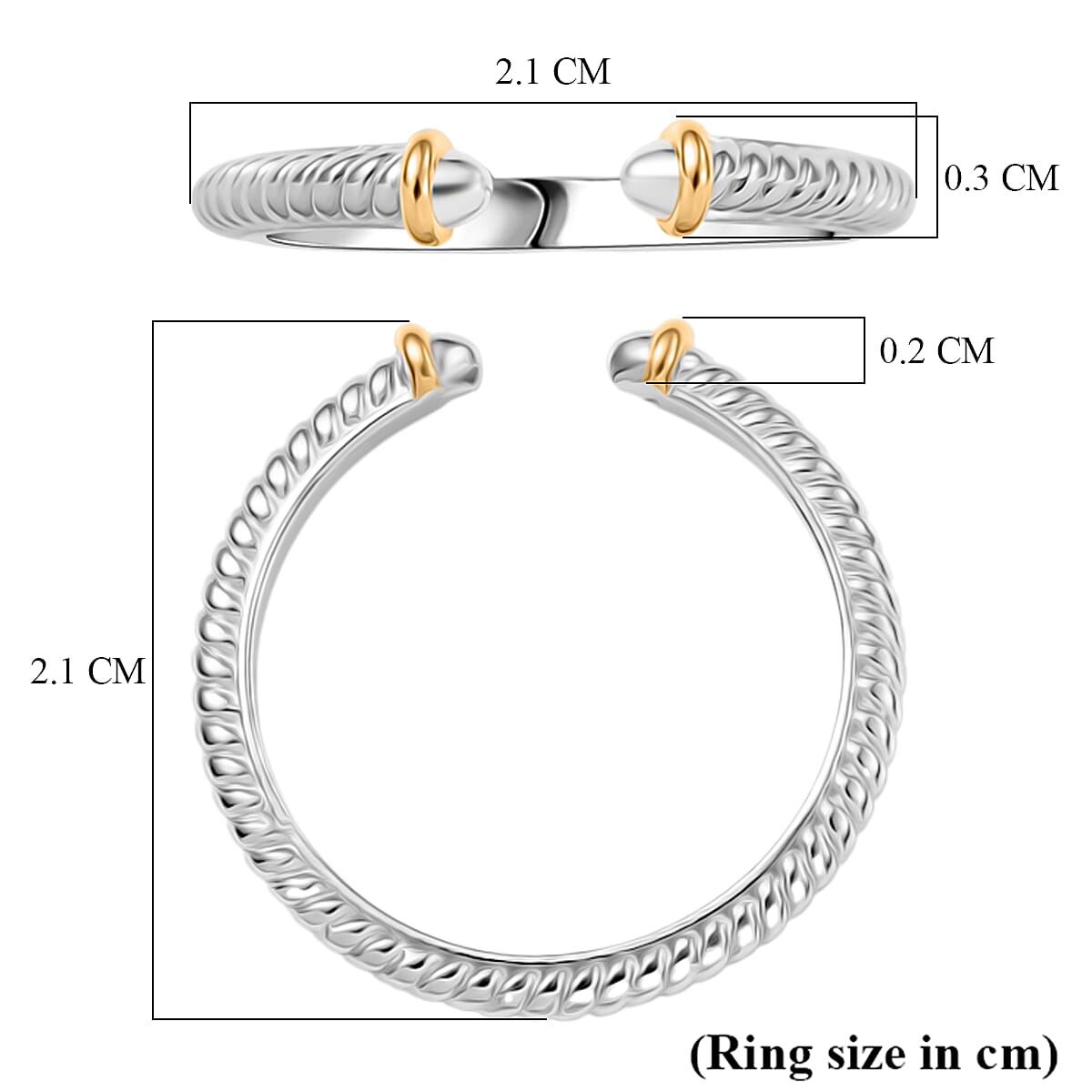 Set of 2 - Moissanite Stackable Ring in Platinum and Yellow Gold Plated Sterling Silver 0.11 Ct. 4415365 7