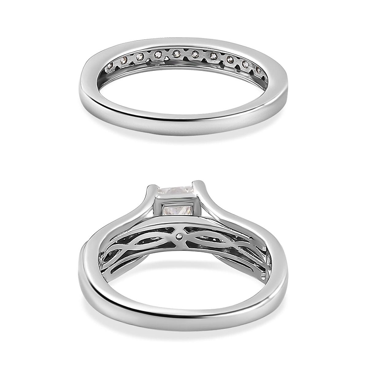 Set of 2 - Moissanite Stackable Ring in Platinum Overlay Sterling Silver 1.40 Ct, Silver Wt 6.70 GM 4226941 4