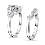 Set of 2 - Moissanite Stackable Bubble Ring in Platinum Overlay Sterling Silver 1.01 Ct