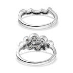 Set of 2 - Moissanite Stackable Bubble Ring in Platinum Overlay Sterling Silver 1.01 Ct