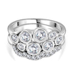 Set of 2 - Moissanite Stackable Bubble Ring in Platinum Overlay Sterling Silver 1.01 Ct