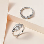 Set of 2 - Moissanite Stackable Bubble Ring in Platinum Overlay Sterling Silver 1.01 Ct