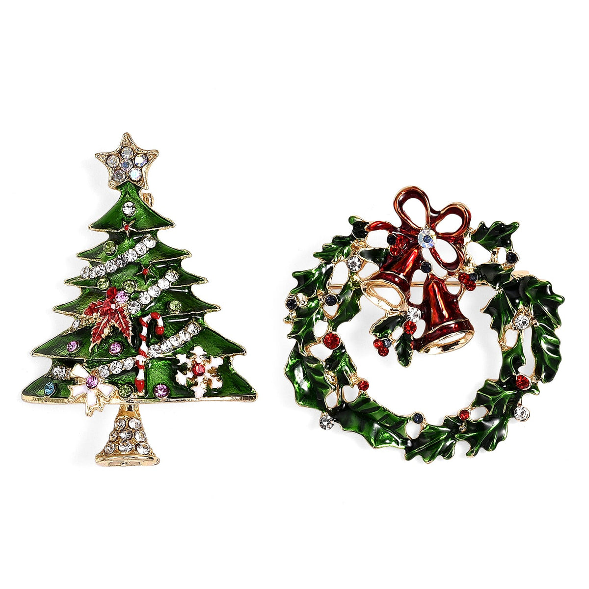 Set of 2 - Multi Colour Crystal Brooch in Yellow Gold Tone with Enameled 4432485 0