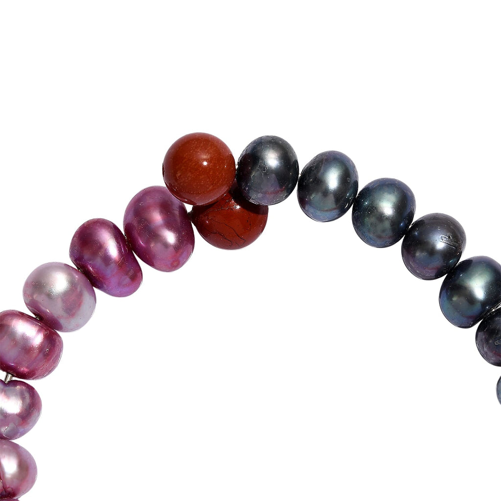 Set of 2 - Multi Colour Pearl & Multi Colour Agate Adjustable Bangle 145.00 Ct.