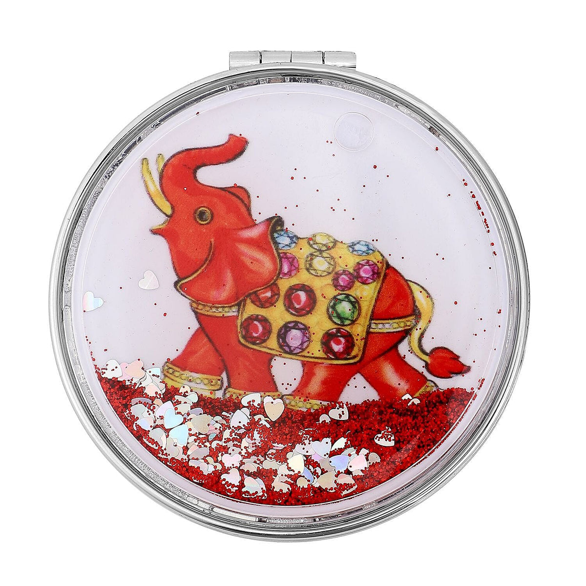 Set of 2 - Multi Colour Austrian Crystal Enamelled Elephant Keychain and Mirror in Yellow Gold Tone 4121242 3