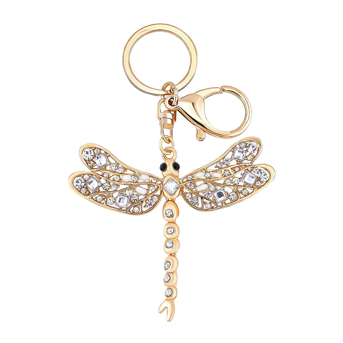 Set of 2 -  Multi Colour Austrian Crystal and White Austrian Crystal Enameled Keychain in Yellow Gold Tone 4123442 5
