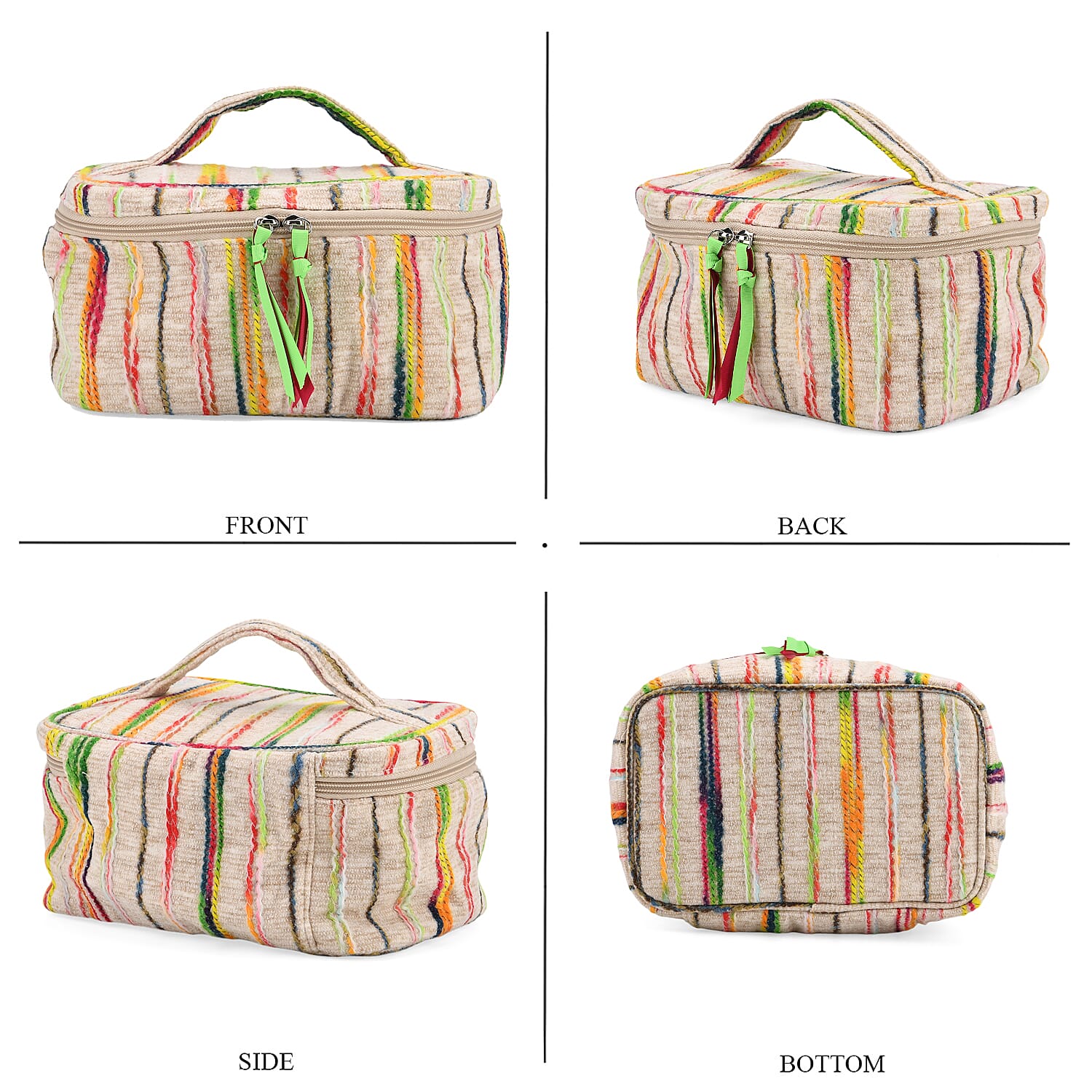 Set of 2 Multi-Colour Woven Pattern Cosmetic Bags - Beige 8197755 4