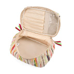 Set of 2 Multi-Colour Woven Pattern Cosmetic Bags - Beige