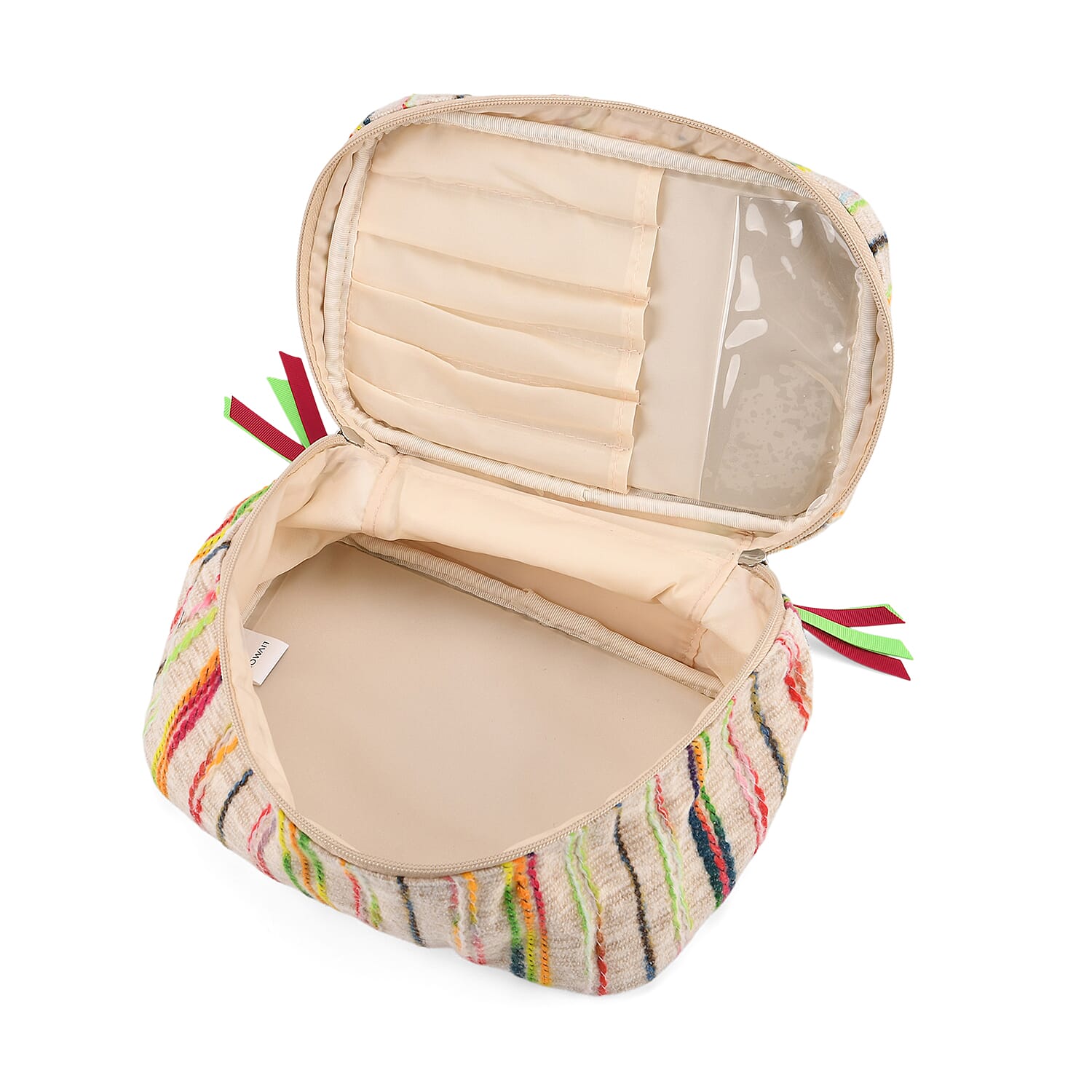 Set of 2 Multi-Colour Woven Pattern Cosmetic Bags - Beige 8197755 5