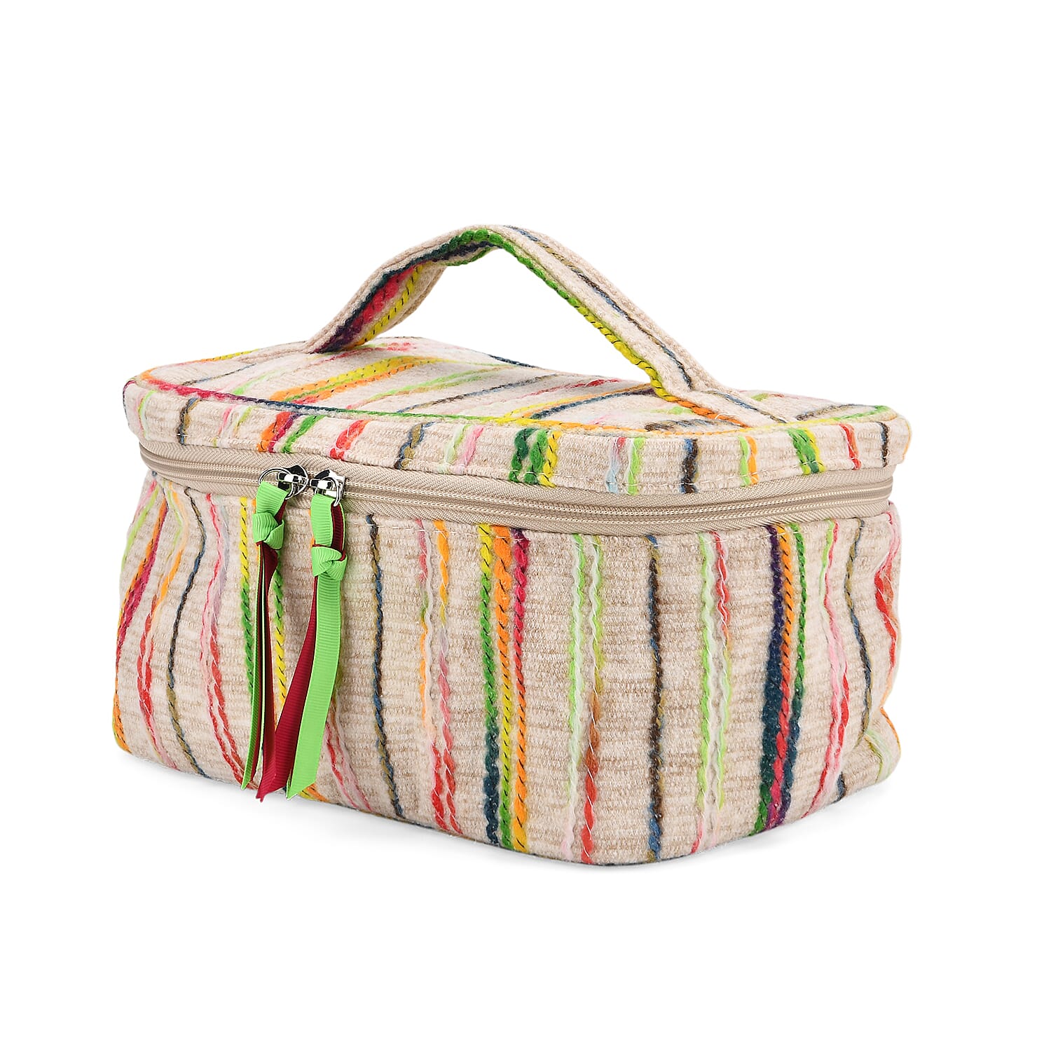 Set of 2 Multi-Colour Woven Pattern Cosmetic Bags - Beige 8197755 6