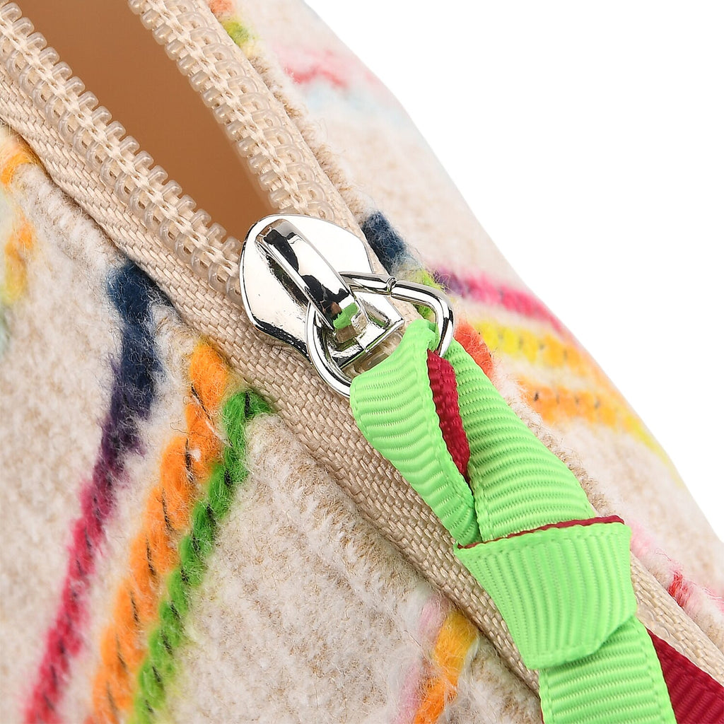 Set of 2 Multi-Colour Woven Pattern Cosmetic Bags - Beige