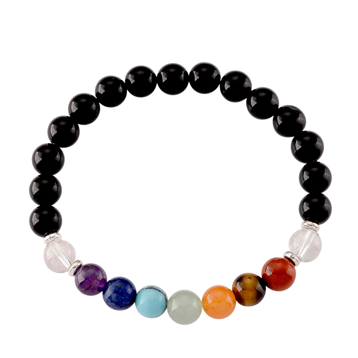 Close Out Deal- Set of 2 - Multi Gemstones Seven Chakra Stones and Stretchable Bracelet (Size - 7.5) 780.00 Ct. V32536056 5