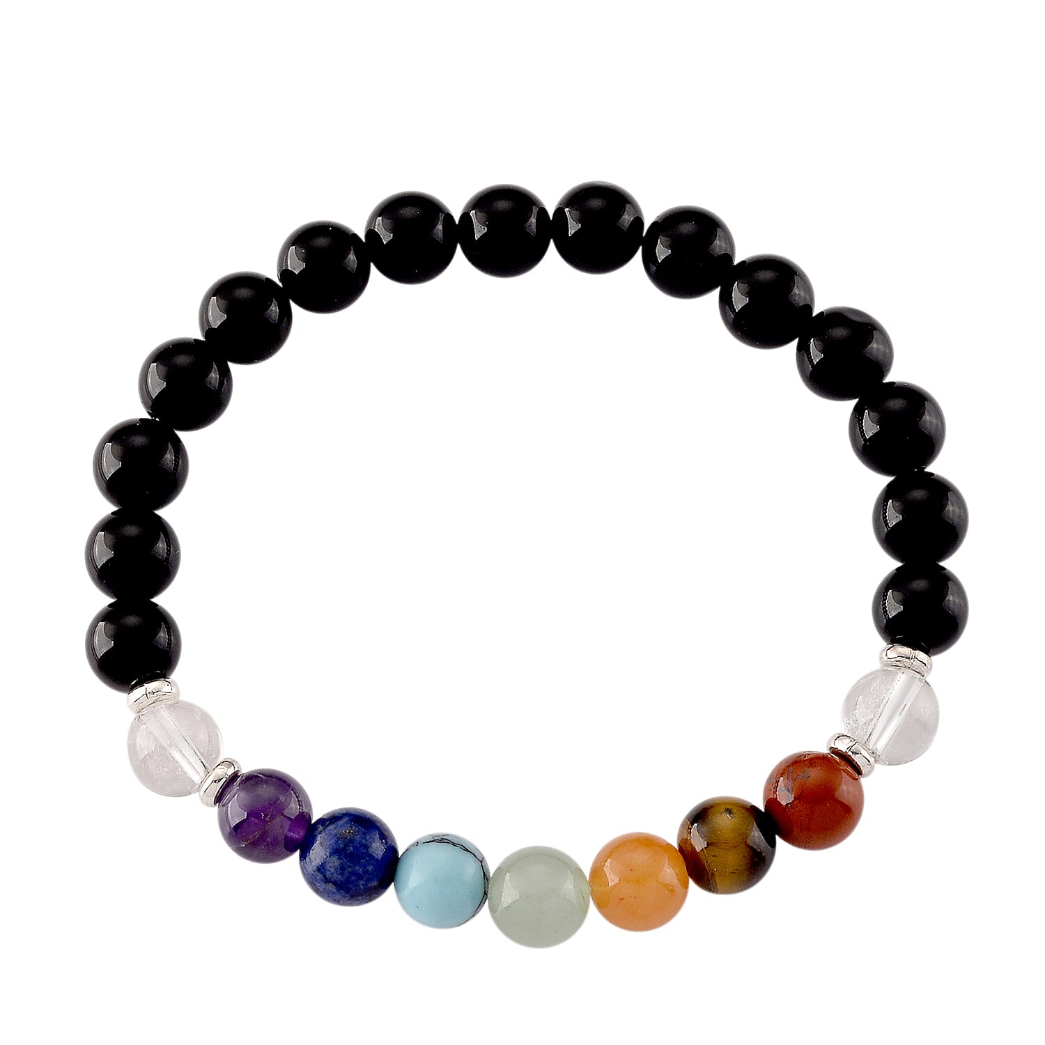 Close Out Deal- Set of 2 - Multi Gemstones Seven Chakra Stones and Stretchable Bracelet (Size - 7.5) 780.00 Ct. V32536056 5
