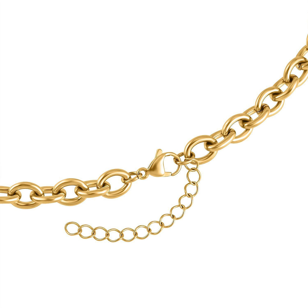 Set of 2 - Snake & Rope Stainless Steel Necklace (22-2) in Yellow Gold Tone