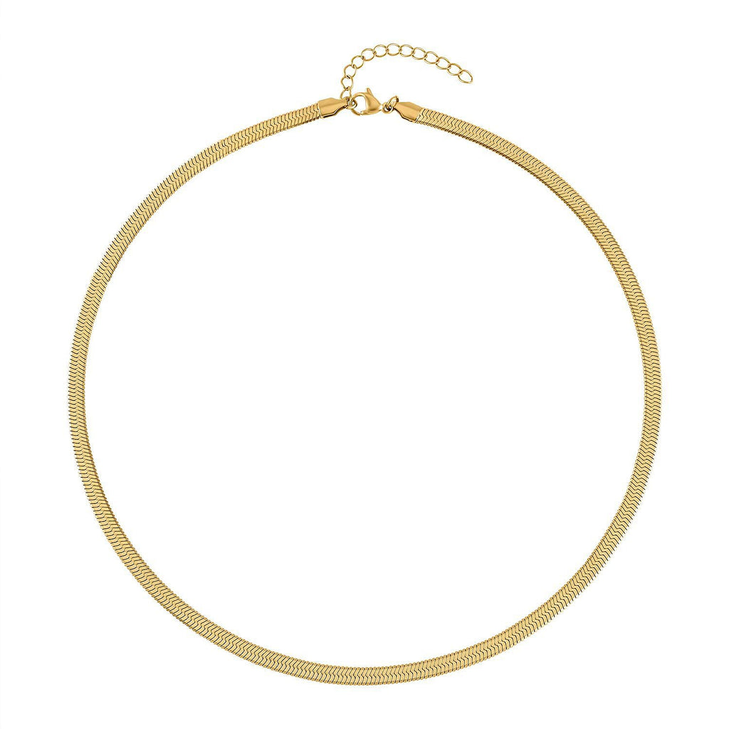 Set of 2 - Snake & Rope Stainless Steel Necklace (22-2) in Yellow Gold Tone