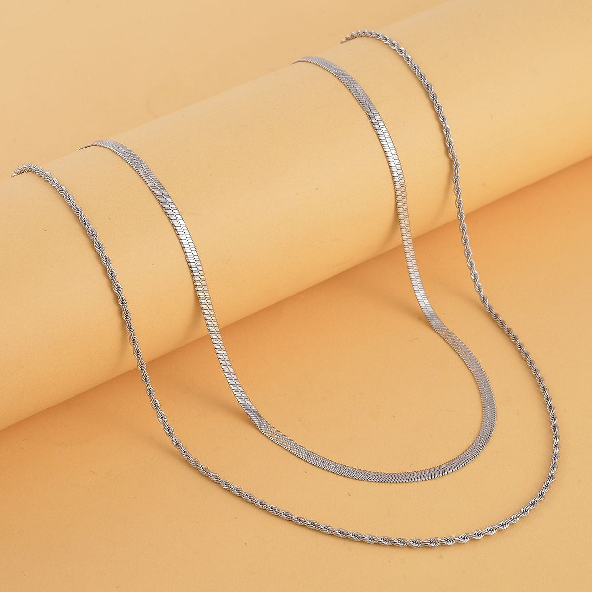 Set of 2 - Necklace Pure White Stainless Steel 4193541 2